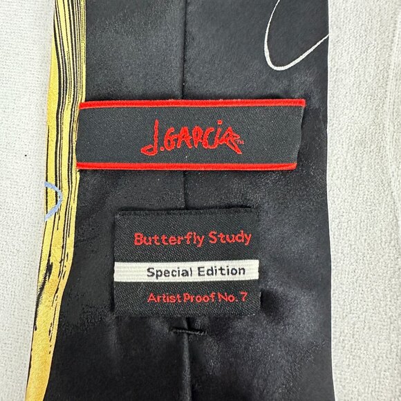 J Garcia Butterfly Study Special Silk Tie Black Gold Blue Artist Proof No 7 - Picture 6 of 6